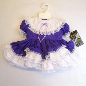 Lid'l Dolly's Dress Baby Frilly Ruffle Lace Pageant Purple Circle Size 13-15 Lbs
